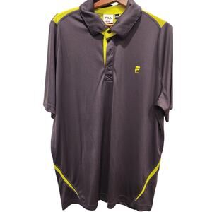 Fila Men's Grey and Green‎ Polo-shirts, Large
